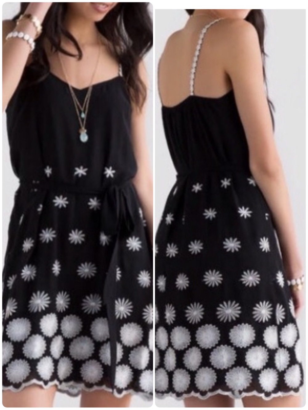 EMBROIDERED DAISY DETAIL DRESS